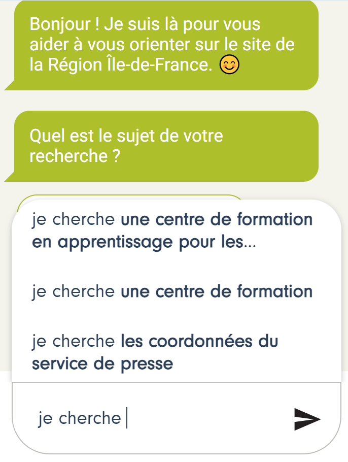 autocomplete fonctionnalite chatbot clustaar